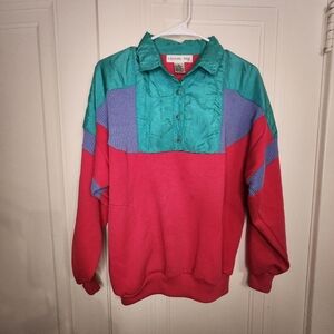 Casual Isle Vintage 80s Sweatshirt Windbreaker Colorblock Women's Sz Medium